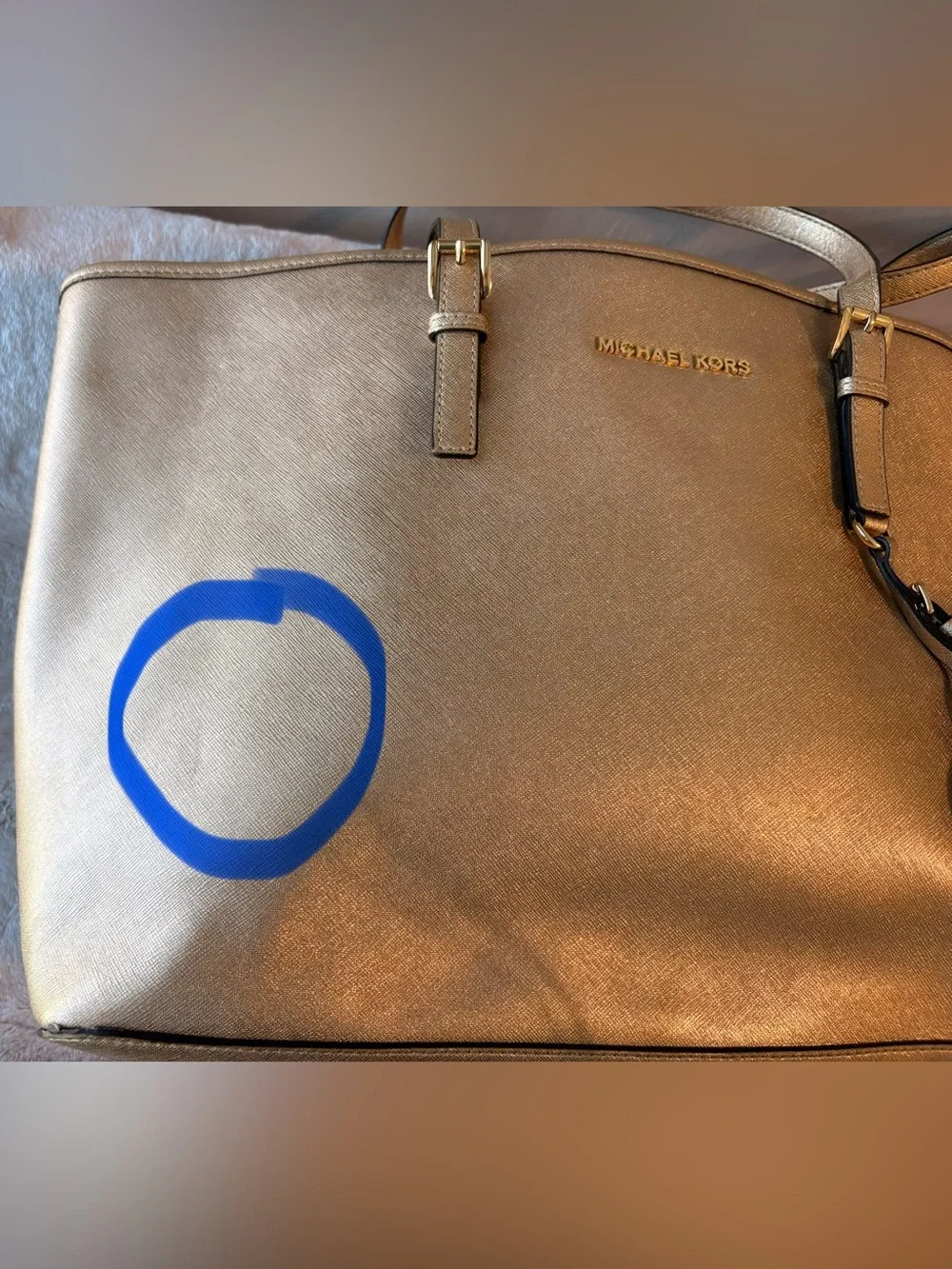 Michael Kors Metallic Gold Tote with Round Charm